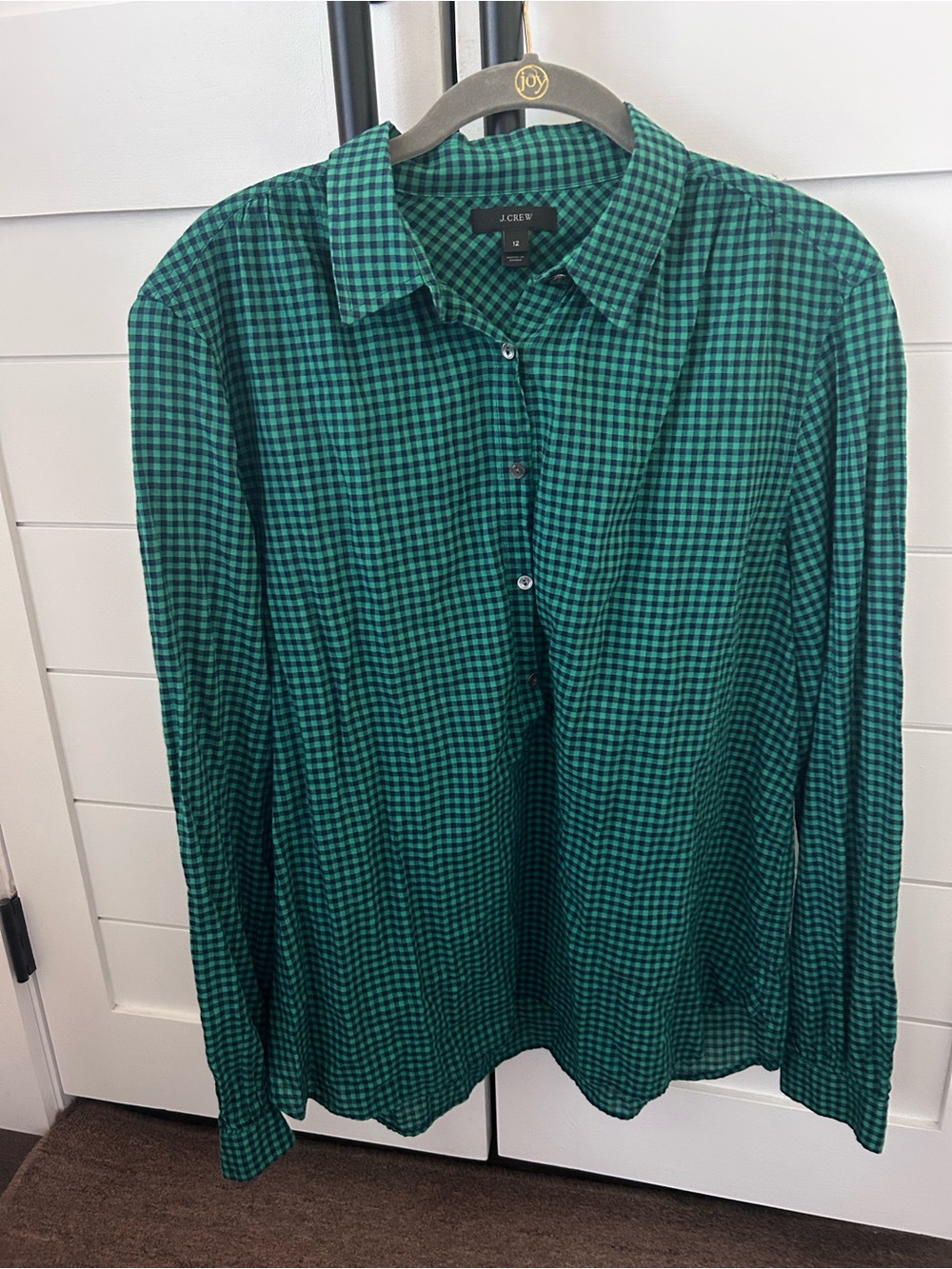 J. Crew Green and Black Gingham Button-Down Shirt Women’s Size 12